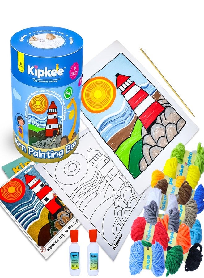 Kipkee مجموعة كيبكي للرسم بالخيوط - مجموعة فنية وحرفية للأطفال من عمر 8 إلى 12 سنة، والمراهقين والبالغين | حرفة إبداعية يمكنك صنعها بنفسك | هدية للجنسين | رائعة لتزيين المنزل | تصميم - رحلة إلى منارة وشاطئ، متعدد الألوان - Image 1